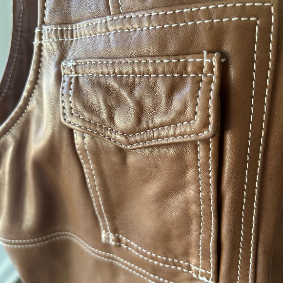 Coldwater Creek Brown Leather Vest - Picture 4 of 9